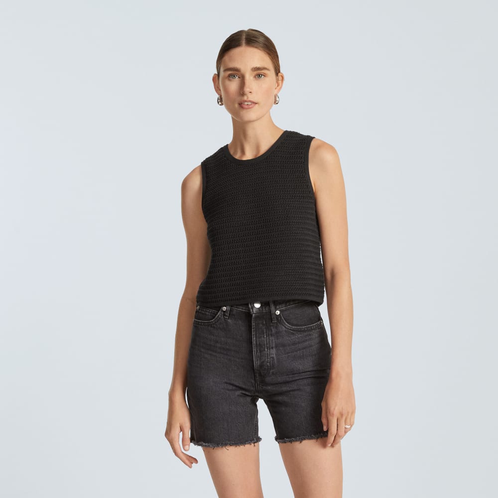 The Crochet Knit Cami in Black — alternate view