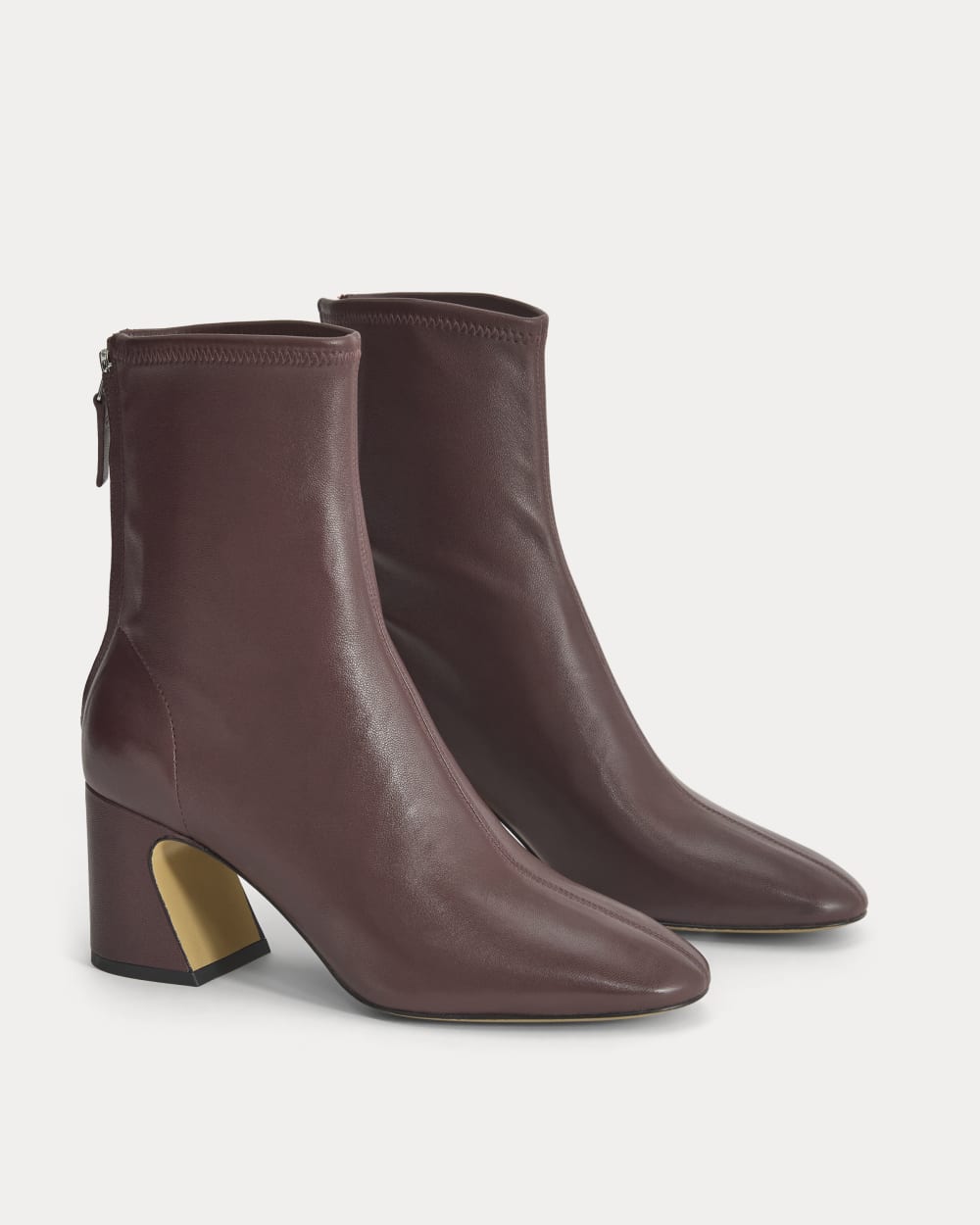 Leather Curved-Heel Boot in Burgundy — alternate view
