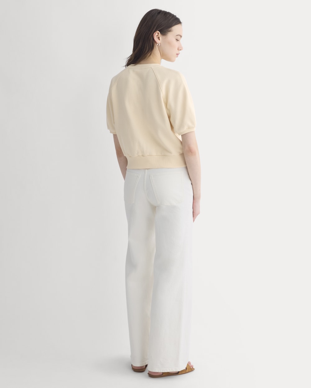 Lightweight Terry Blouson Short-Sleeve Crew in Parchment — detail view