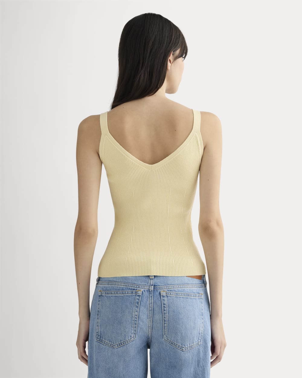 The Fine Knit Cami in Banana Crepe — detail view