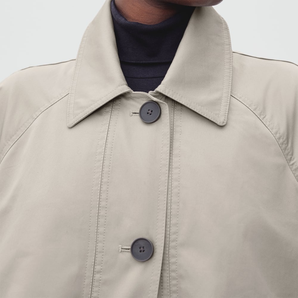 The Long Mac Coat in Stone — detail view
