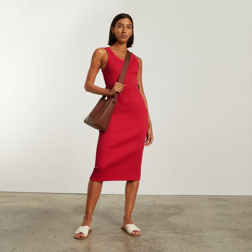 The ’90s Rib Dress in Goji Berry — detail view