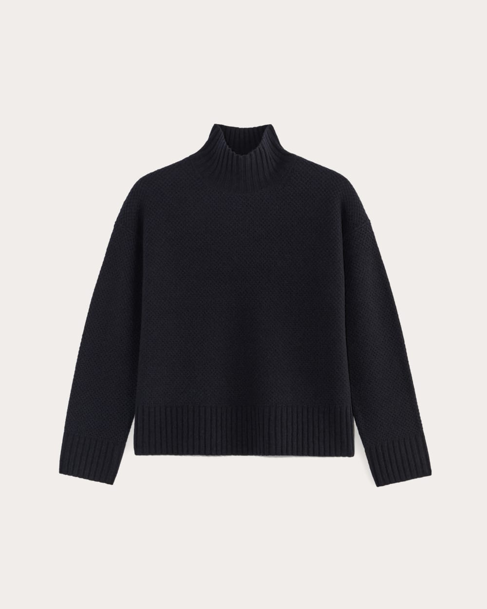 The Honeycomb Funnel Neck in Wool Cashmere in Navy — alternate view