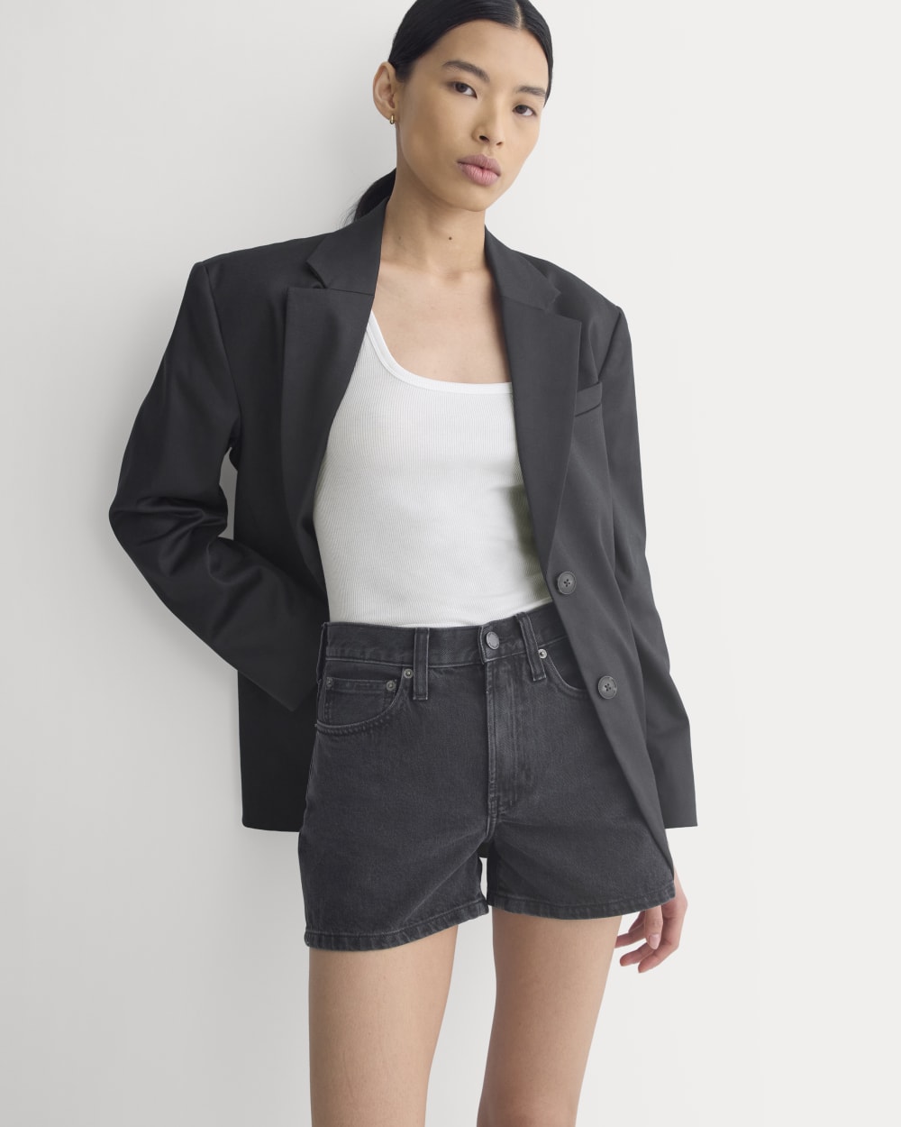 Classic Jean Short in Black — front view