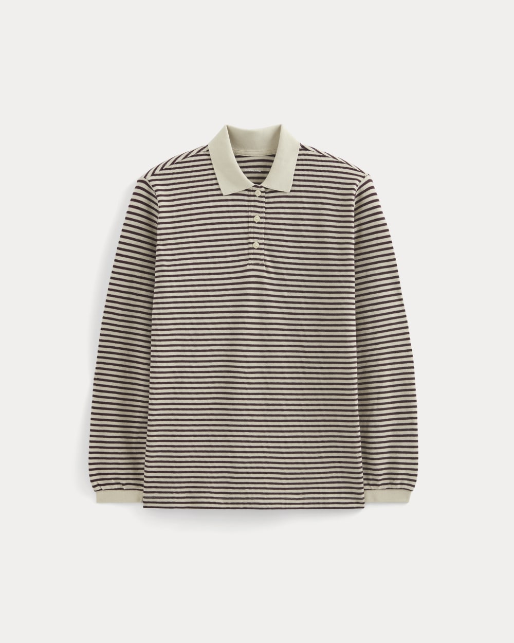 Oversized Pique Polo in Dusty Beige/Deep Plum Stripe — alternate view