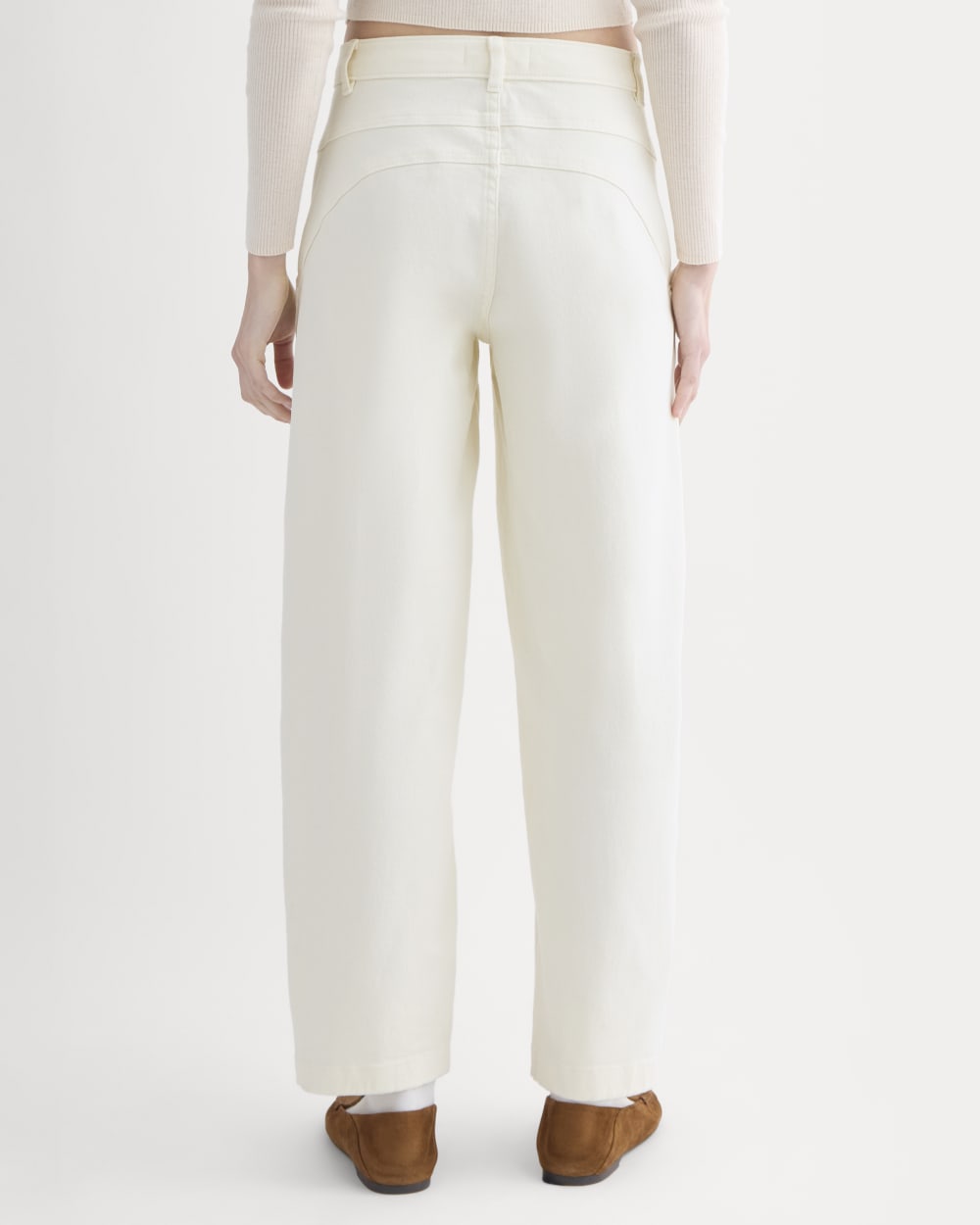 Double-Stitch Barrel Pant in Bone — detail view