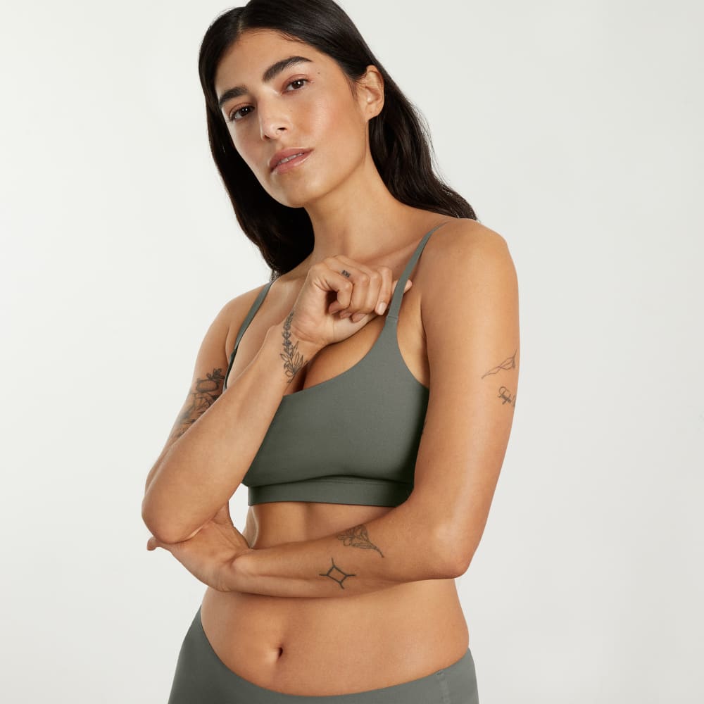 The Invisible Square-Neck Bralette in Pewter Green — alternate view
