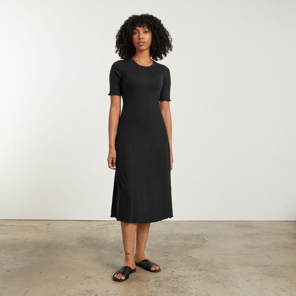 The Open Back Rib Dress in Black — alternate view