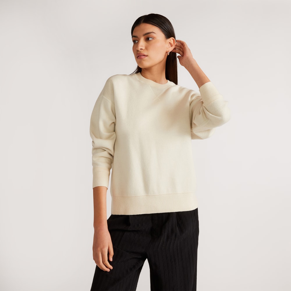 The Cotton-Merino Sweatshirt in Canvas — front view