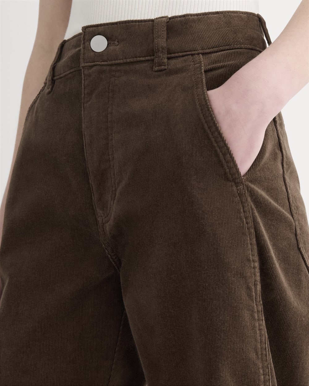 The Utility Barrel in Corduroy in Cocoa — detail view