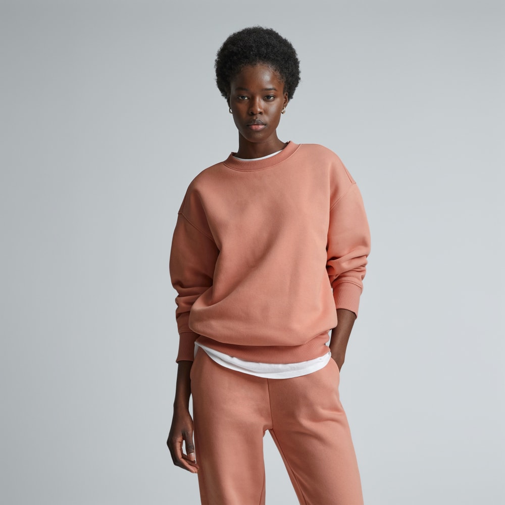 The ReTrack Oversized Crew in Light Rose — front view
