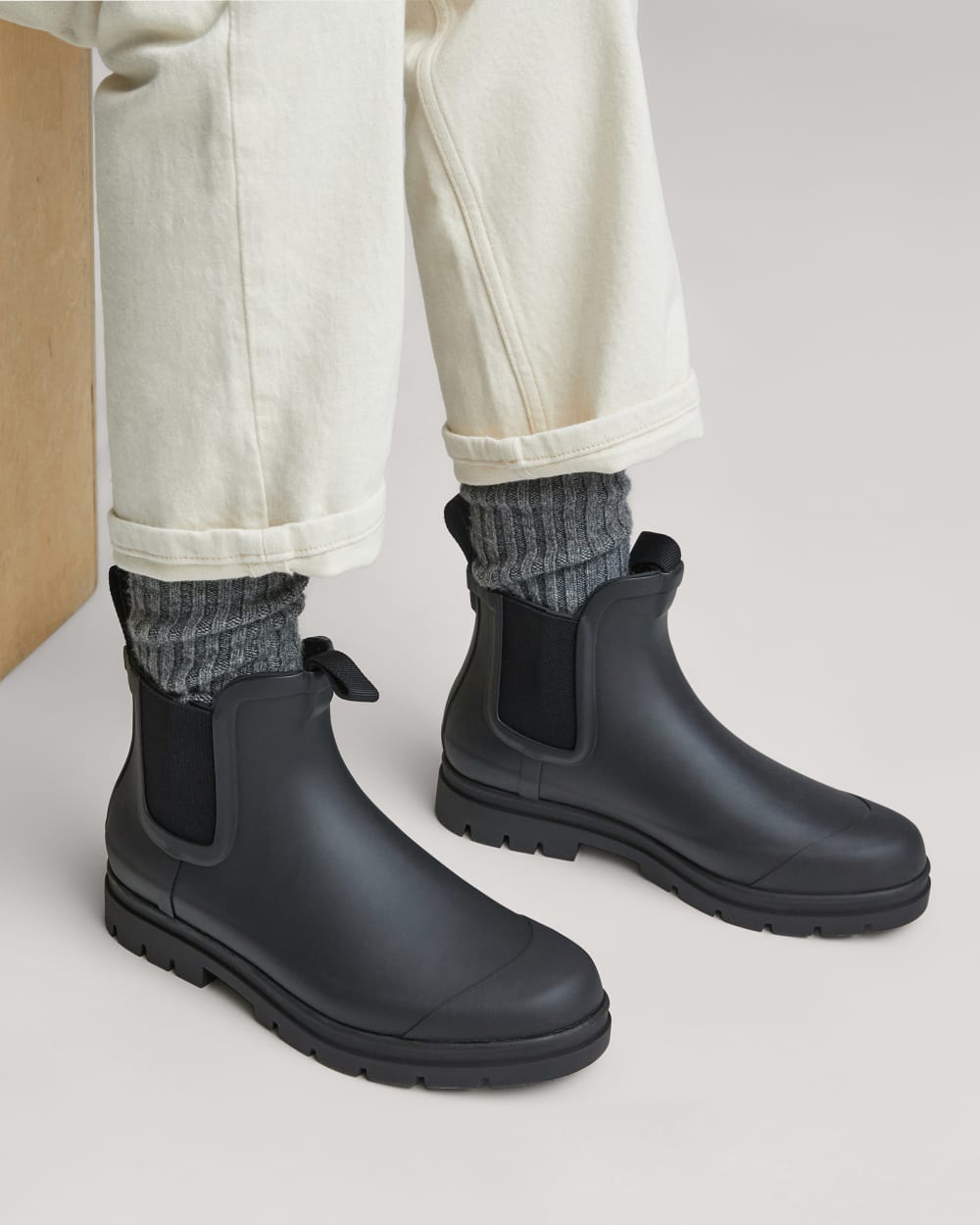 The Rain Boot in Black — detail view