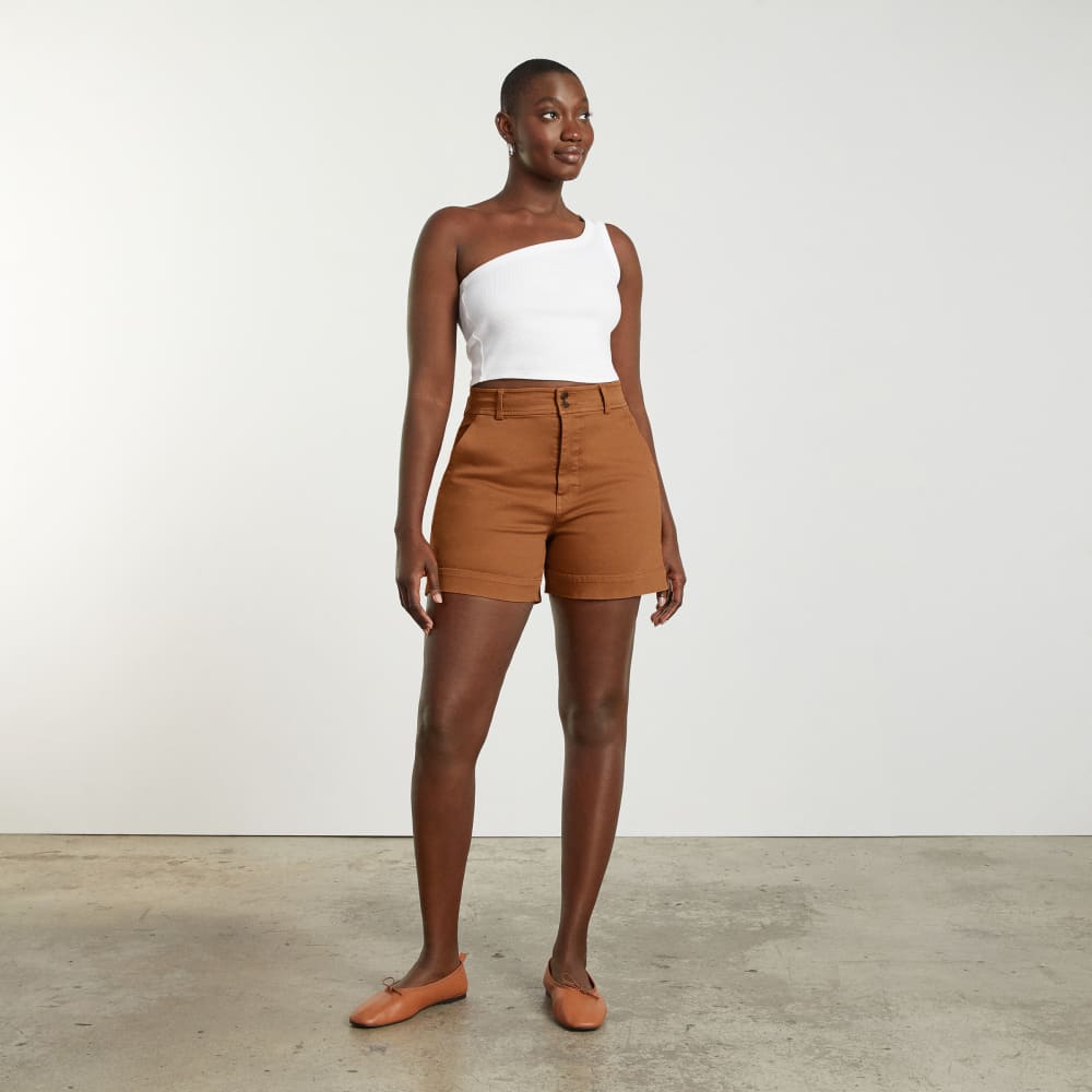 The Way-High® Twill Short in Adobe Brown — detail view