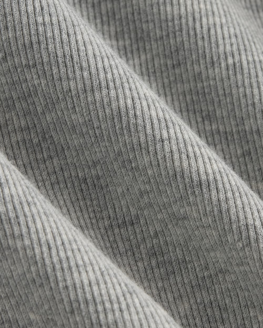 The Luxe Rib Crew in Heathered Grey — detail view