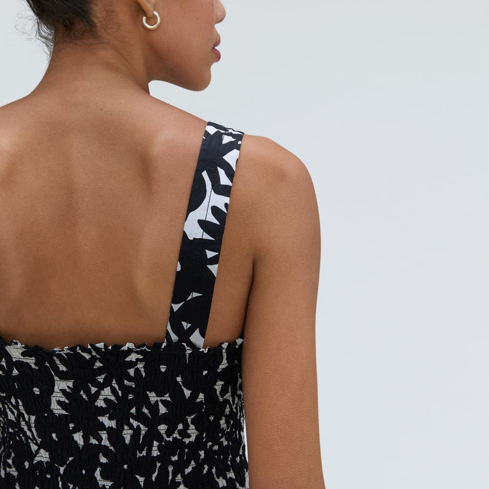 The Smock Dress in Black / Canvas Floral — detail view