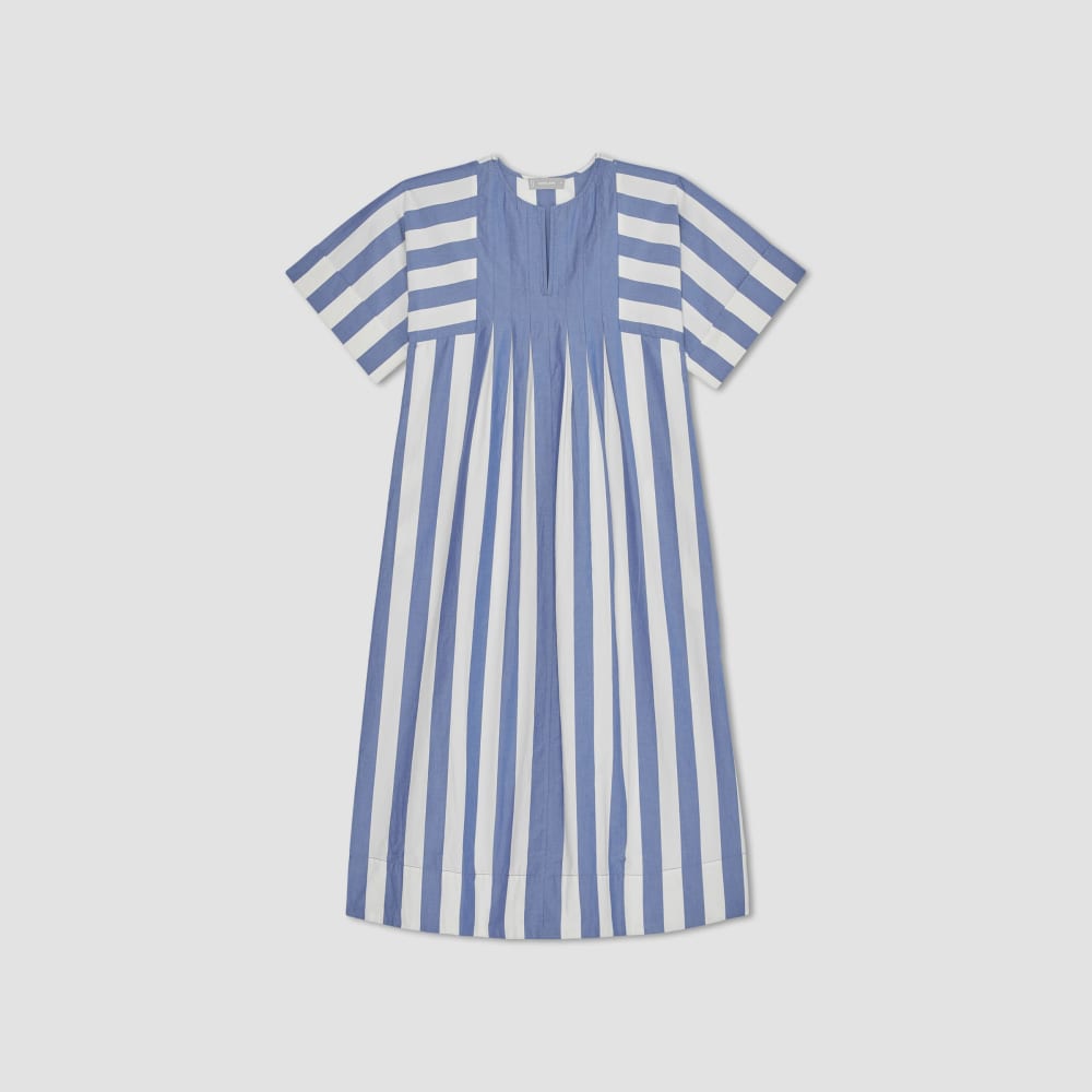 The Poplin Caftan Dress in Mazarine Blue / Bone — alternate view