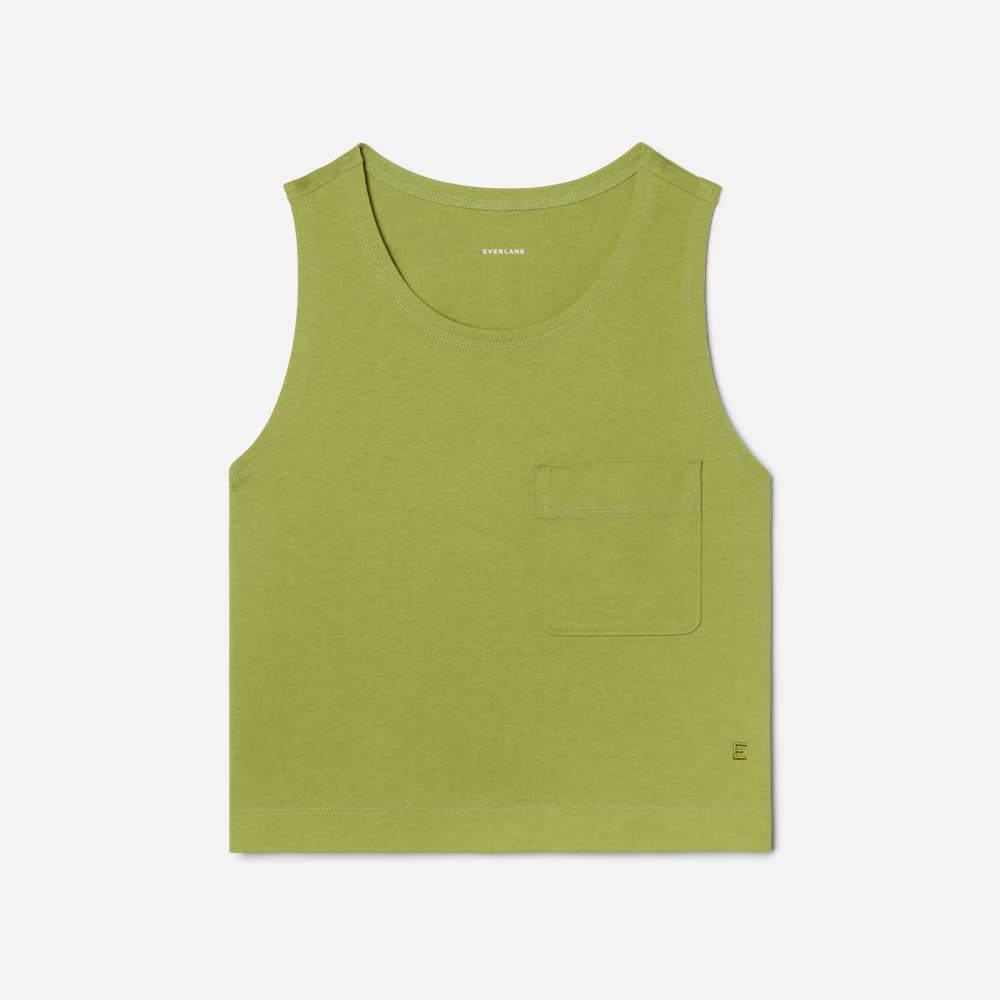The Premium Weight Cropped Pocket Tank in Pepper — front view