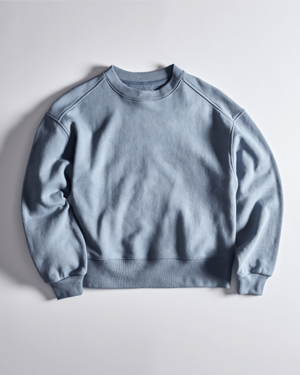 The Track Oversized Crew in Faded Blue — detail view
