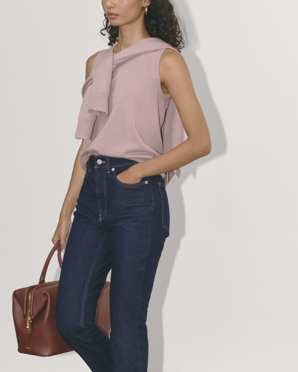 The Classic Tank in Cashmere in Dusty Rose — detail view