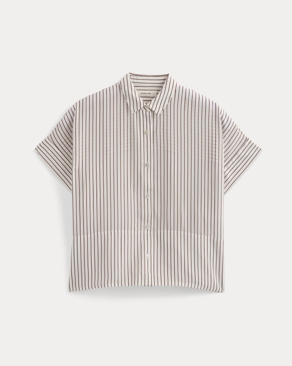 The Boxy Shirt in Washable Silk in Bone / Toffee Stripe — alternate view