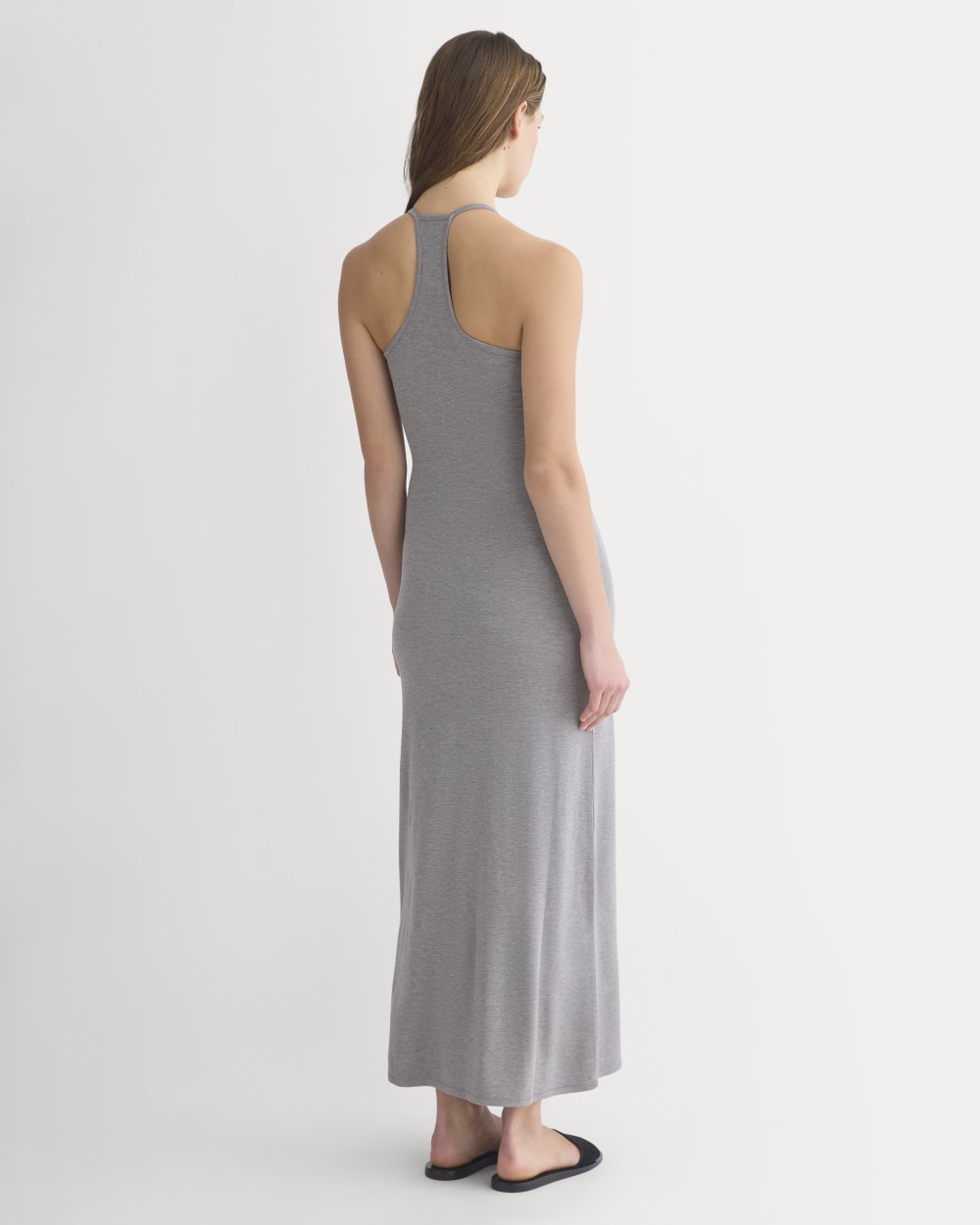 Racerback Maxi Knit Dress in Mid Heather Grey — detail view