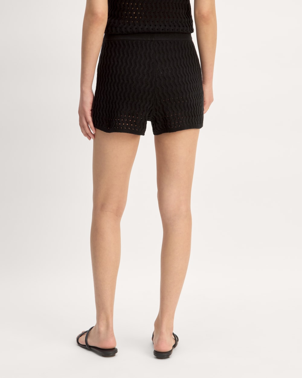The Crochet Knit Short in Black — detail view