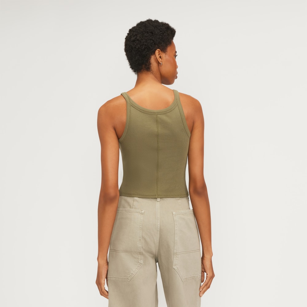 The Supima® Micro-Rib Cropped Tank in Kalamata — detail view