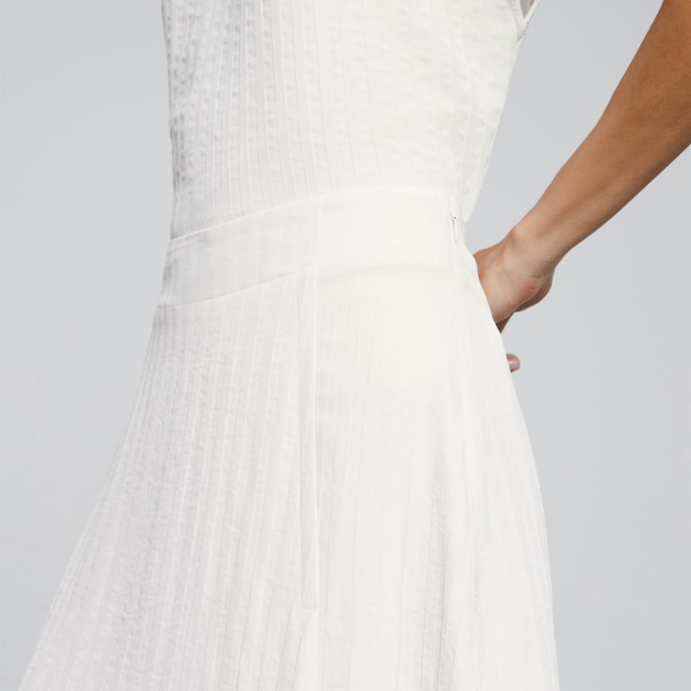 The City Stripe Midi Skirt in Bone — detail view