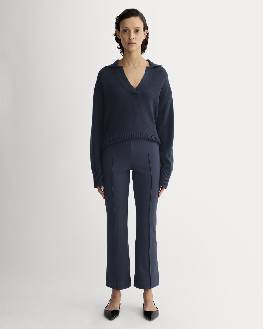 The Dream Kick Flare Pant in Navy — front view