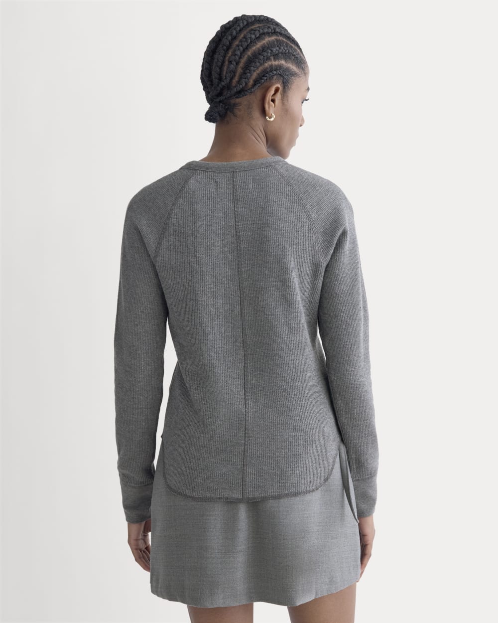 Slim-Fit Crew in Cozy Waffle in Heathered Charcoal — detail view
