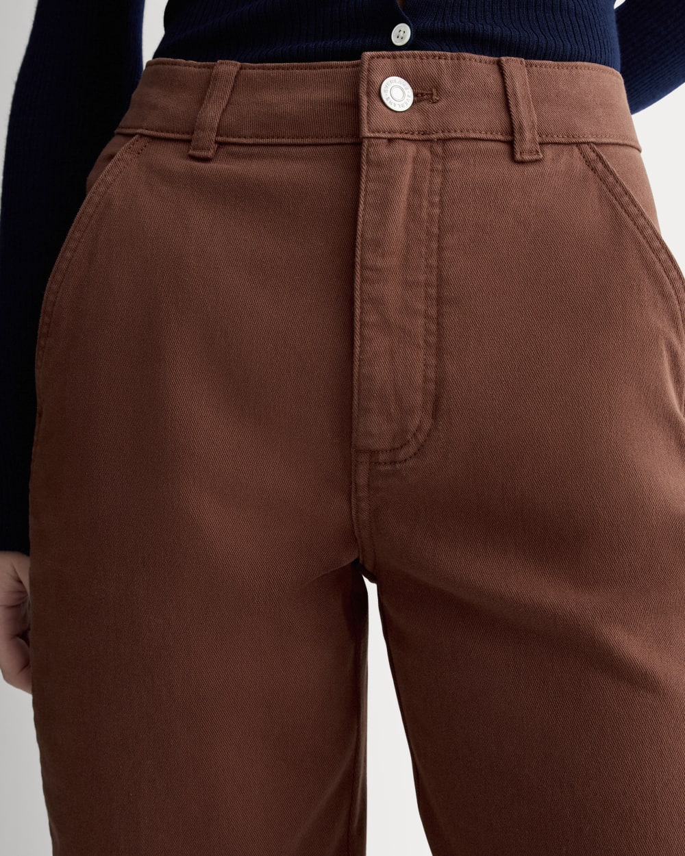The Utility Barrel Pant in Rosewood — detail view