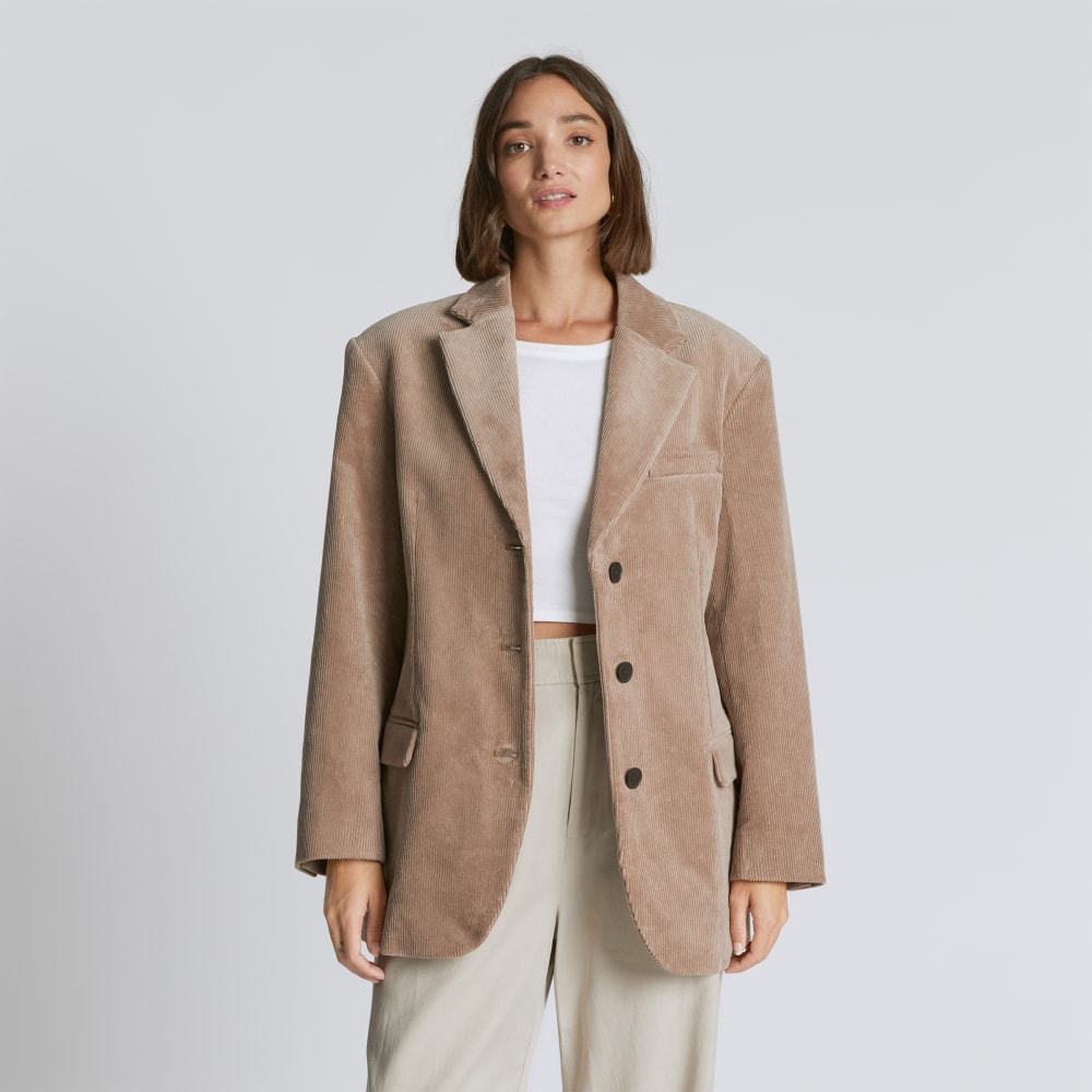 The Corduroy ’80s Blazer in Taupe Grey — front view
