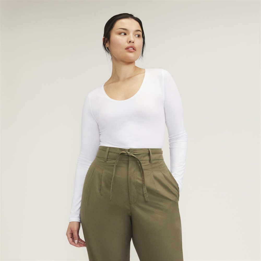 The Supima® Form Ballet Neck Tee in White — front view