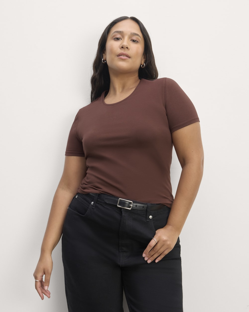 The Form Tee in Dark Mahogany — front view