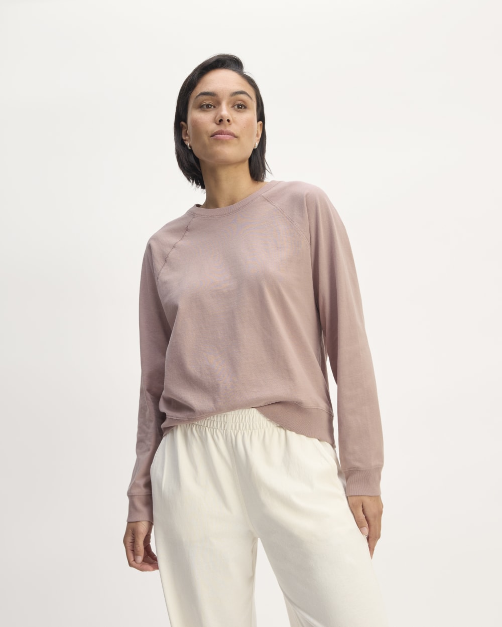 The Off-Duty Long-Sleeve Tee in Dusty Rose — front view