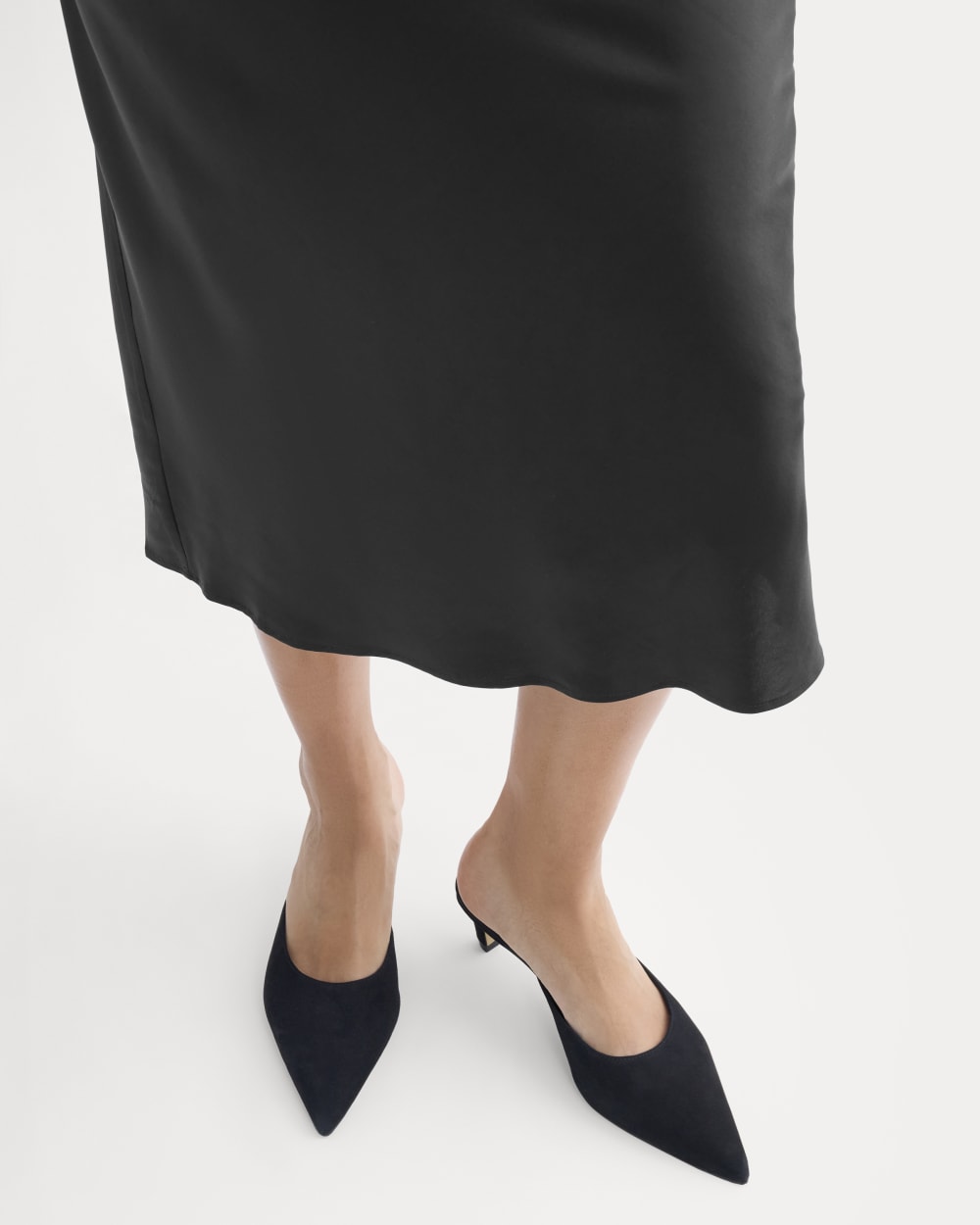 Slip Skirt in Silk Charmeuse in Black — detail view