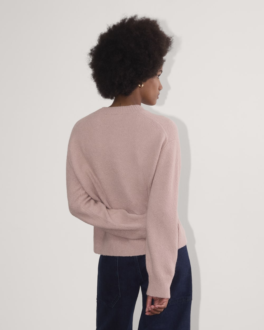 The Cocoon Crew in Plush Cotton in Dusty Rose — detail view