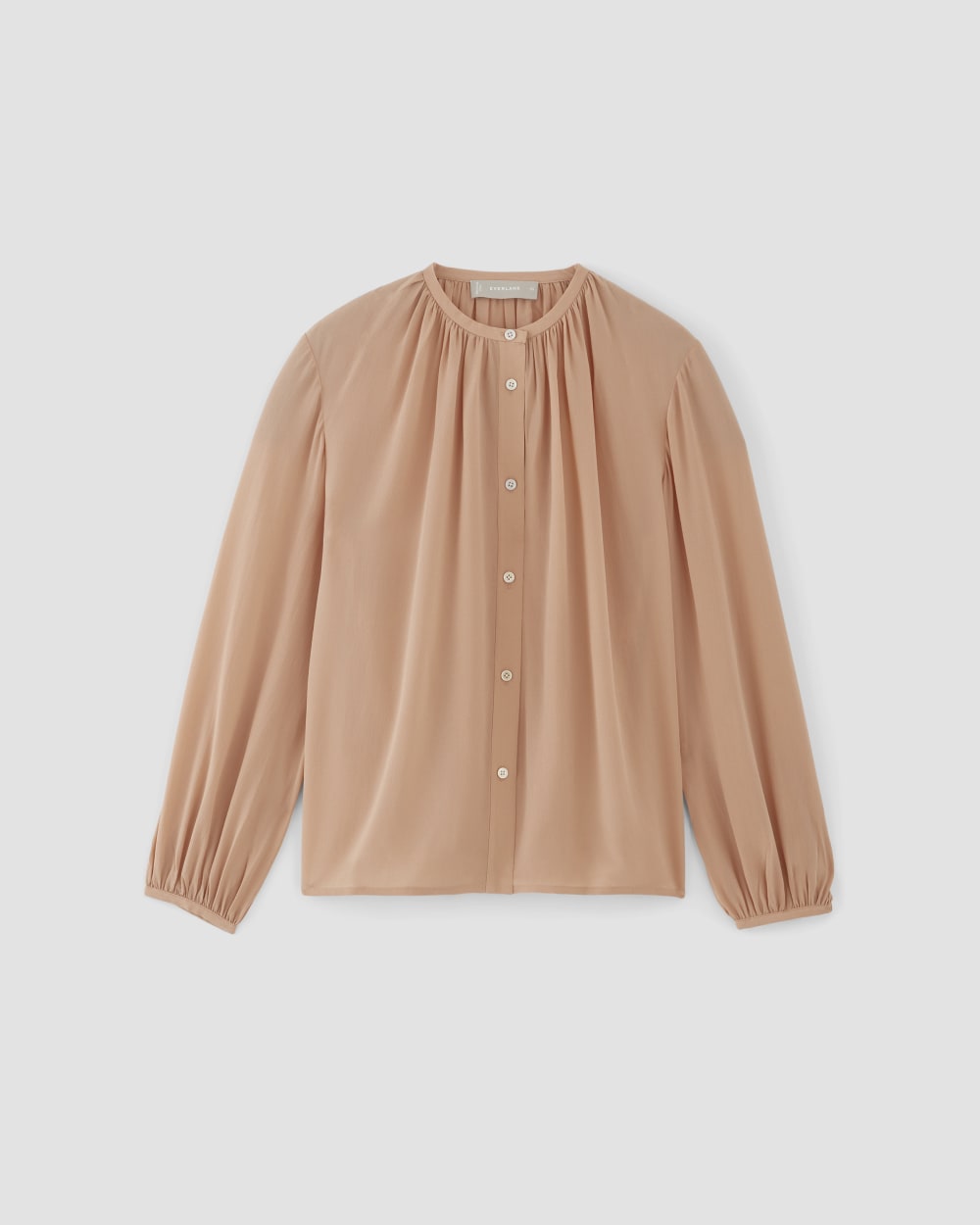 The Washable Clean Silk Shirred Blouse in Blush Pink — alternate view