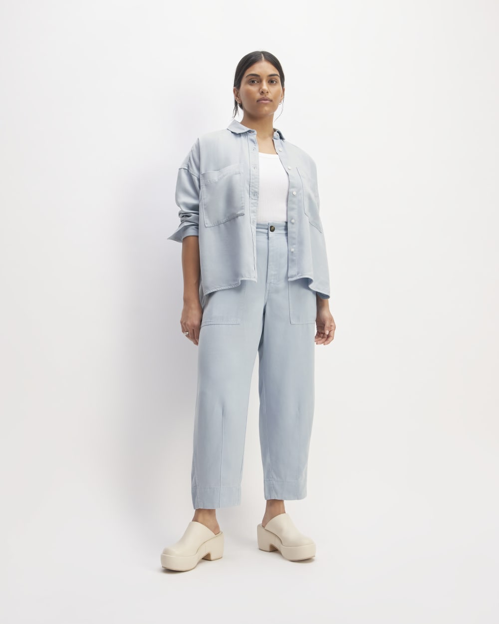 The Utility Pant in Buttersoft in Chambray Blue — front view