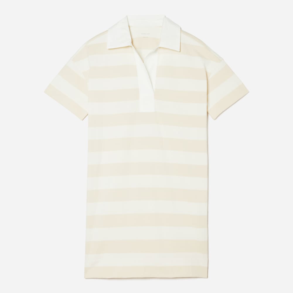 The Organic Cotton Polo Dress in Beech / Bone — front view