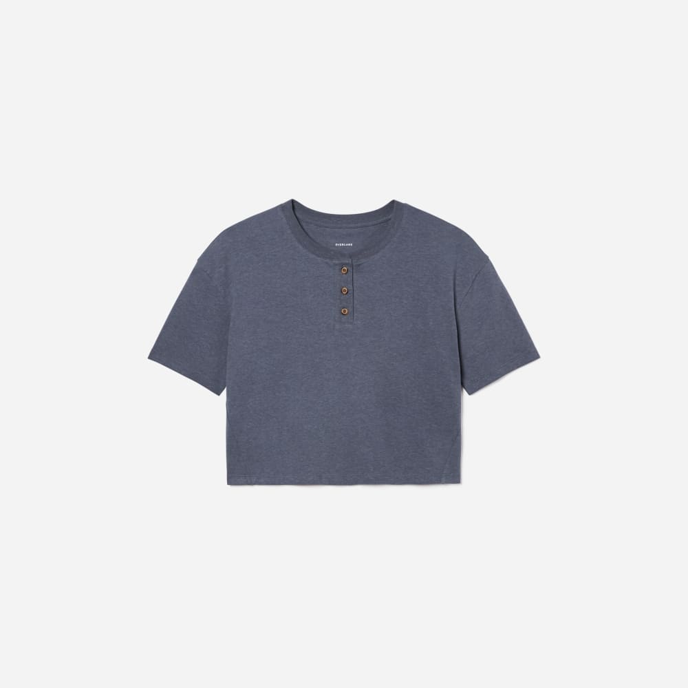 The Vintage Henley Hemp Tee in Atlantic — front view