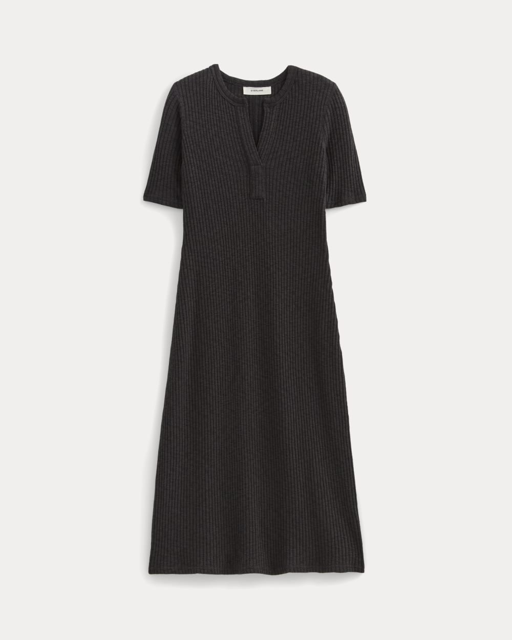 The Rib-Knit Henley Dress in Black — alternate view