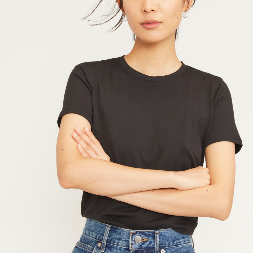 The Organic Cotton Crew Tee in Black — detail view