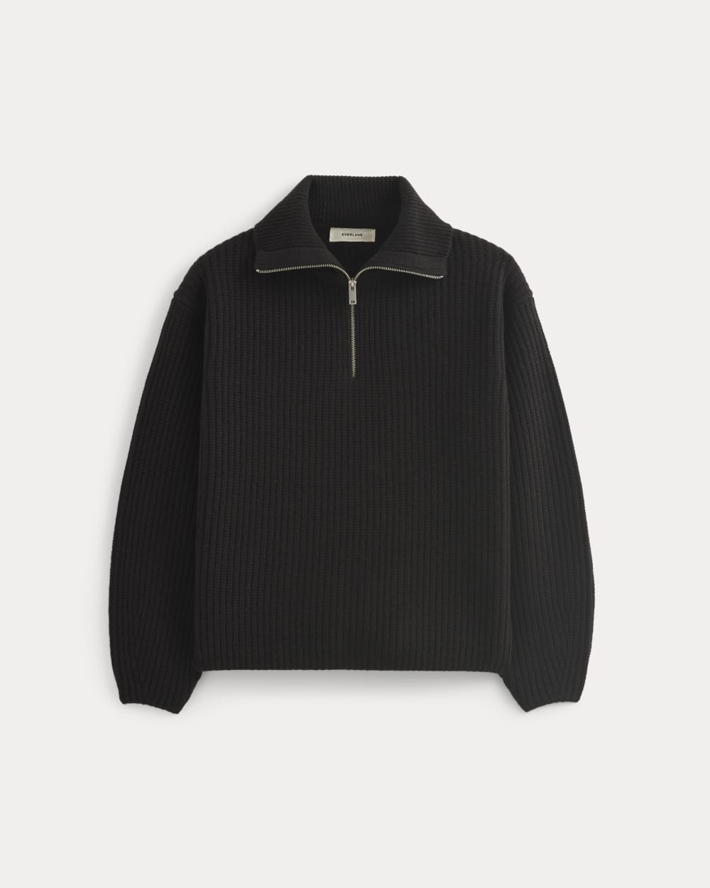 The Half-Zip Sweater in Luxe Merino in Black — alternate view