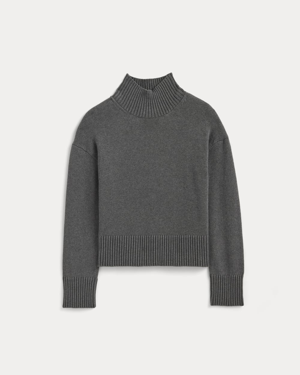 The Boxy Turtleneck in Everyday Cotton in Heathered Charcoal — alternate view