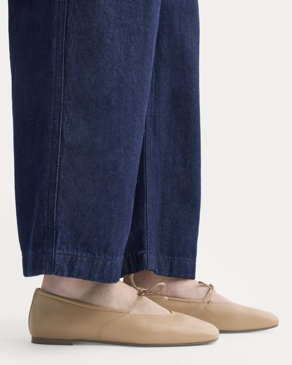 Leather Keyhole Flat in Blush Tan — detail view
