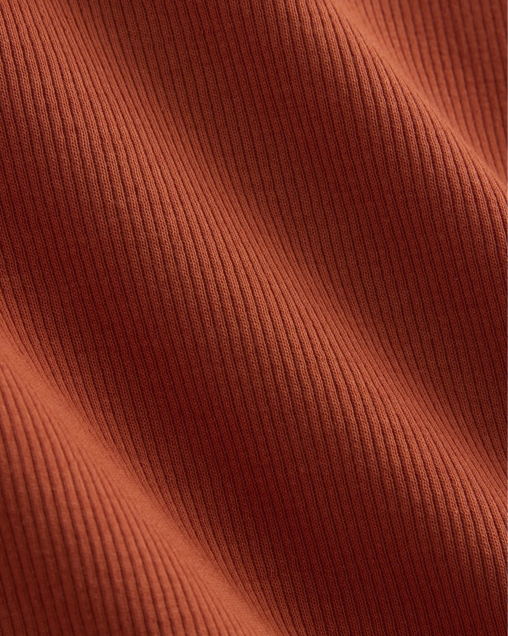 The Luxe Rib Crew in Rust — detail view