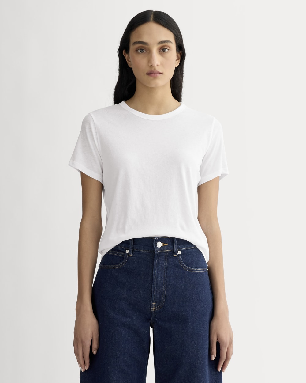 The Slim Air Tee in White — front view