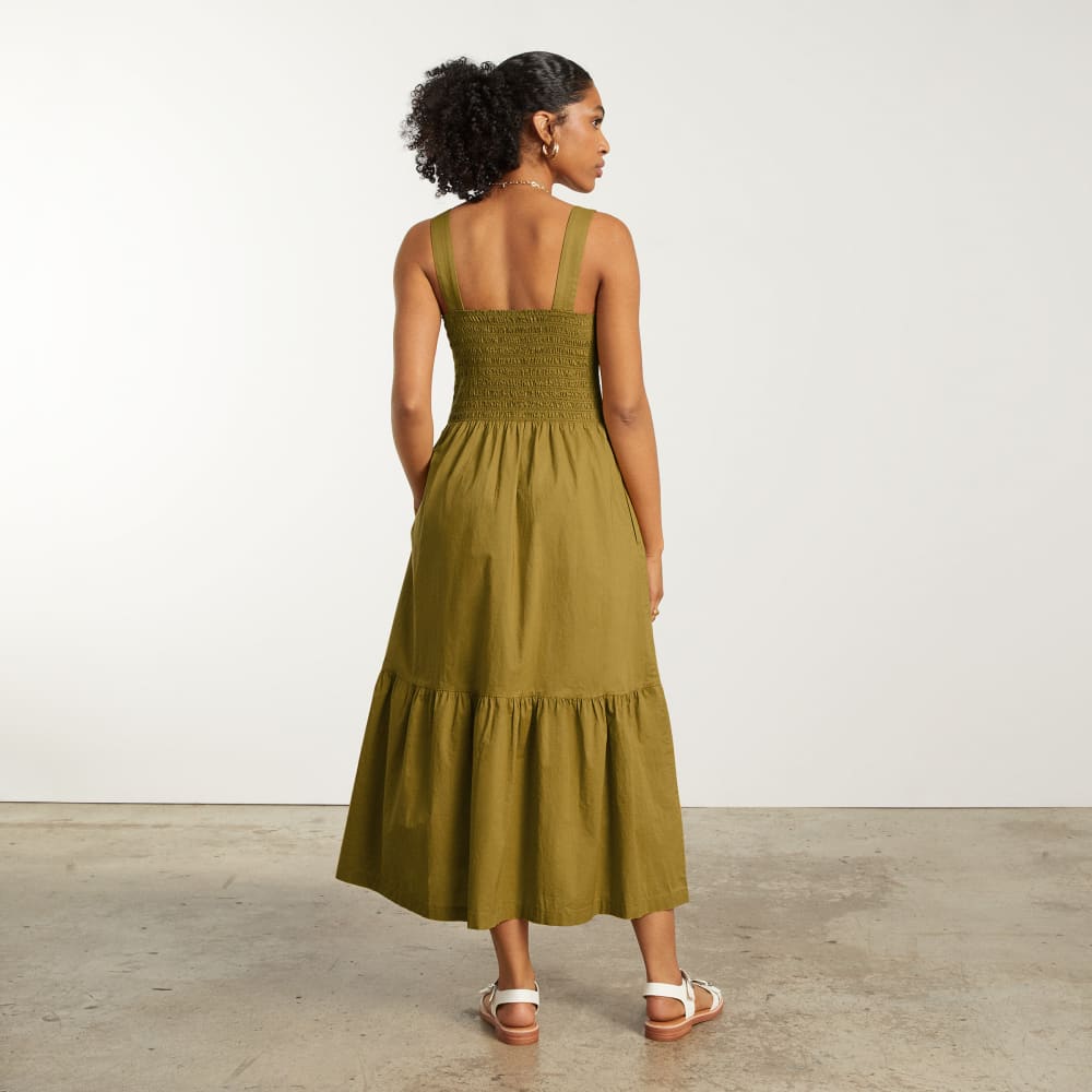 The Smock Dress in Autumn Fern — detail view