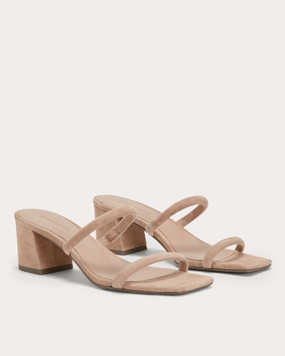 The Double Strap Heel in Blush Tan — detail view
